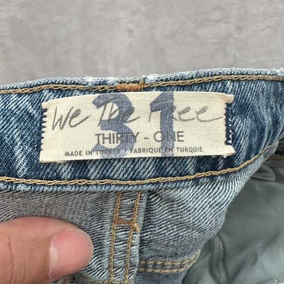 Free People Jeans Womens 31x25 Blue Straight Leg Distresseds High Rise - Picture 2 of 12